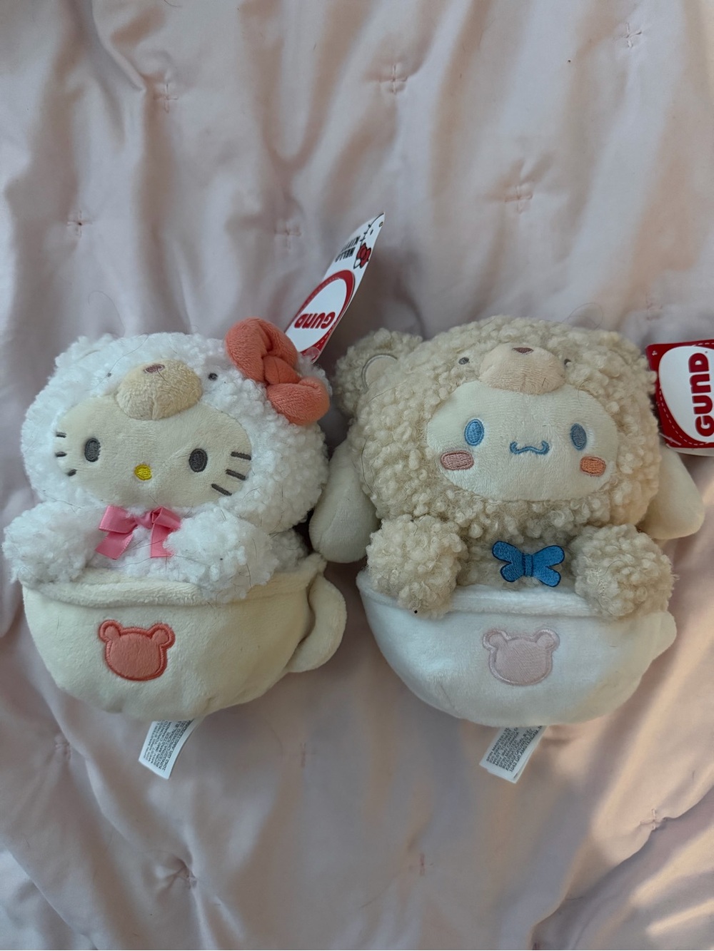 Gund Cream & Beige Hello Kitty and Lamb Plush Cup Duo